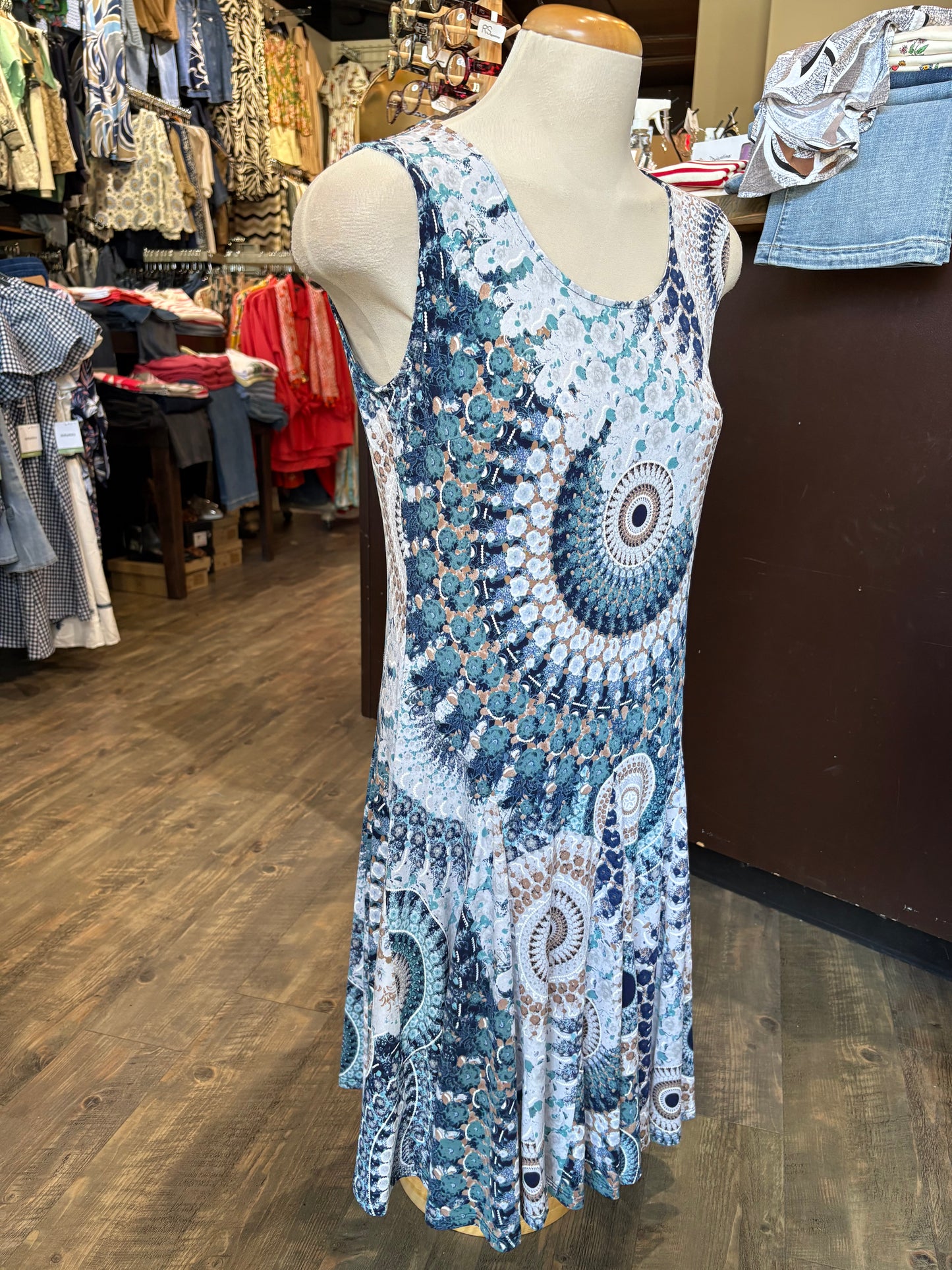 Bali – Fit and Flare Sleeveless Dress (Aqua/Denim/Navy)