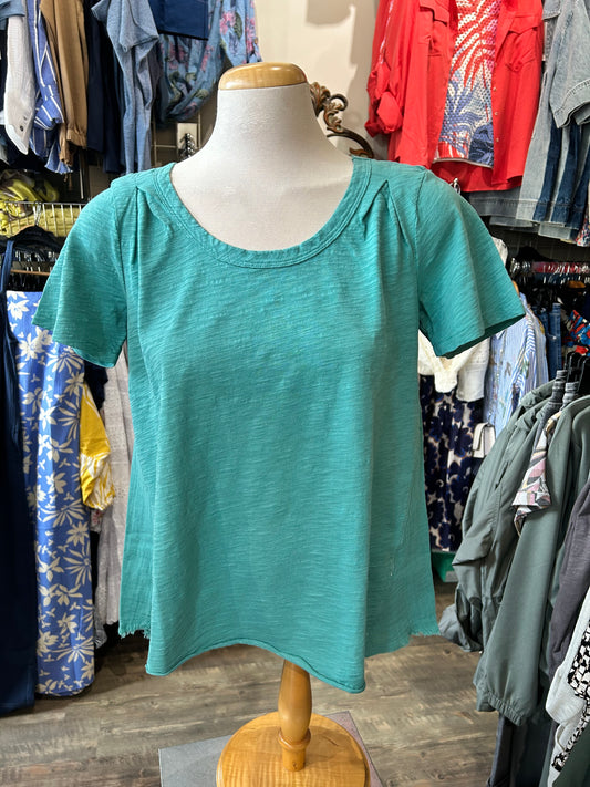 Mododoc – Raw Edge Pleated Shoulder Tee