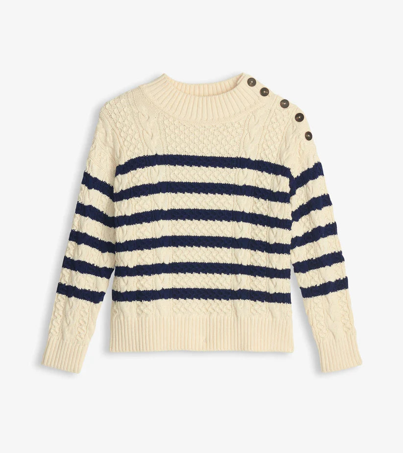 Hatley - Button Neck Sweater in French Stripes