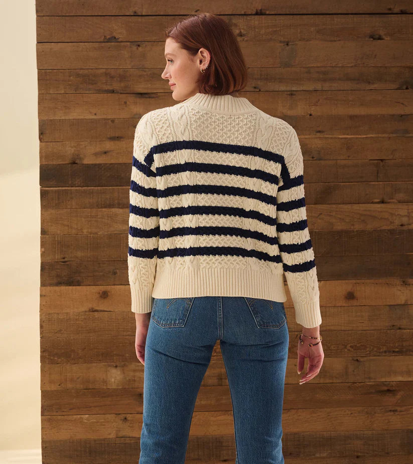 Hatley - Button Neck Sweater in French Stripes