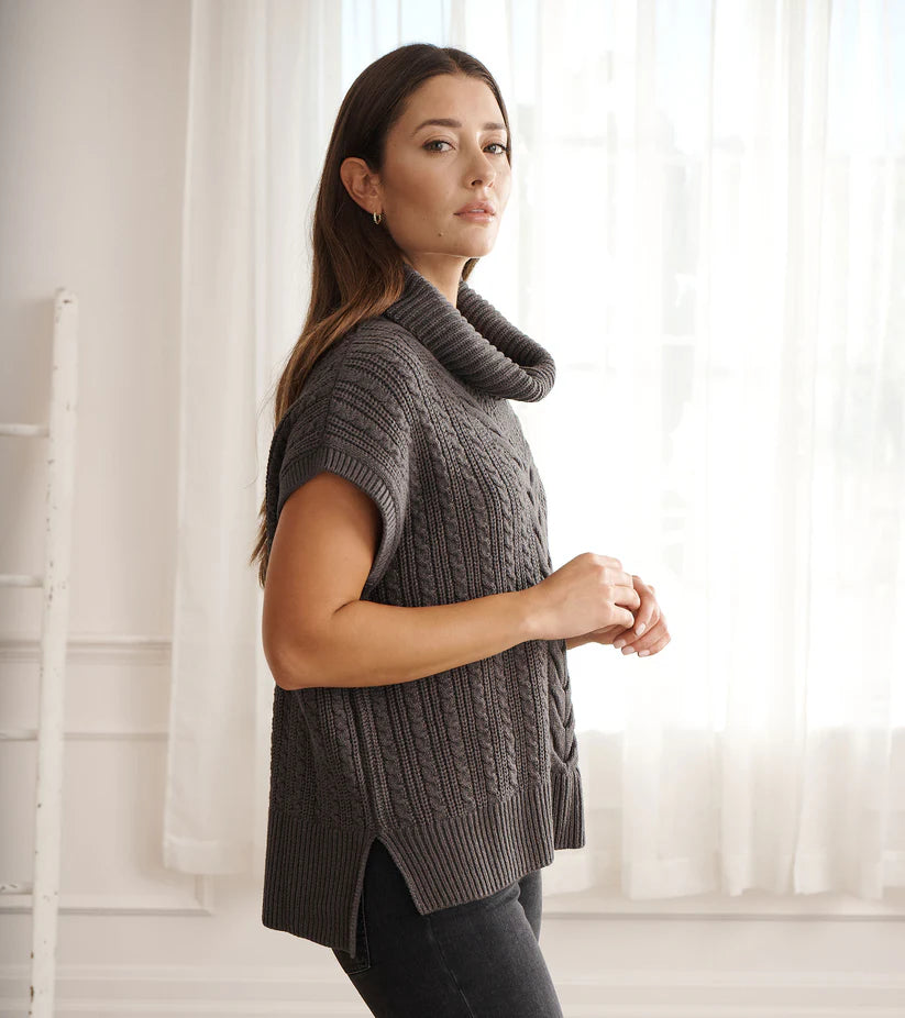 Hatley - Cable Knit Sweater Vest in Charcoal