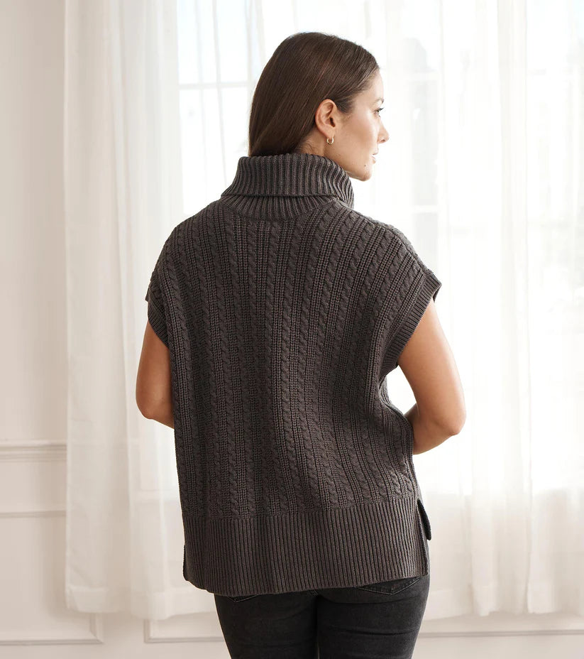 Hatley - Cable Knit Sweater Vest in Charcoal