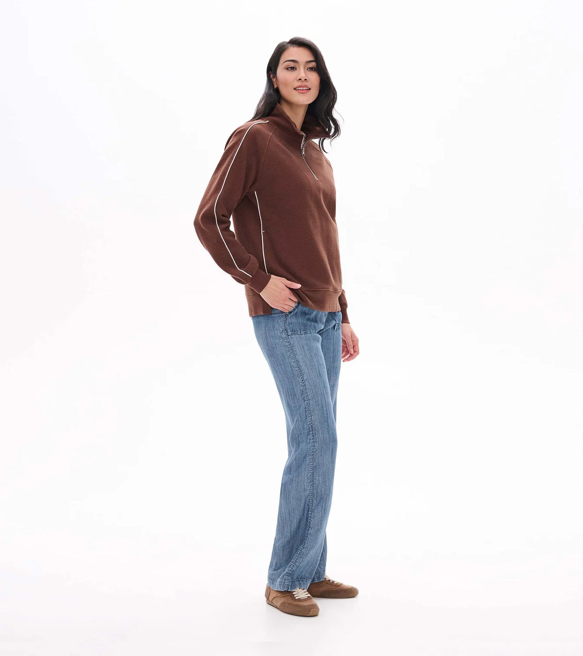 Hatley - 1/4 Zip Top, Fondue Fudge