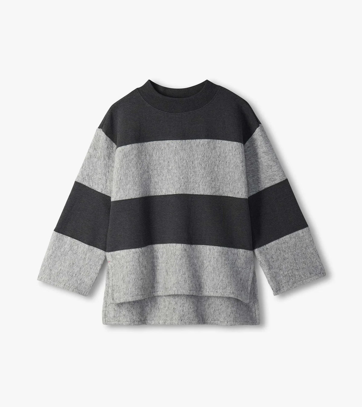 Hatley - Textured Long Sleeve Top, Charcoal Stripes