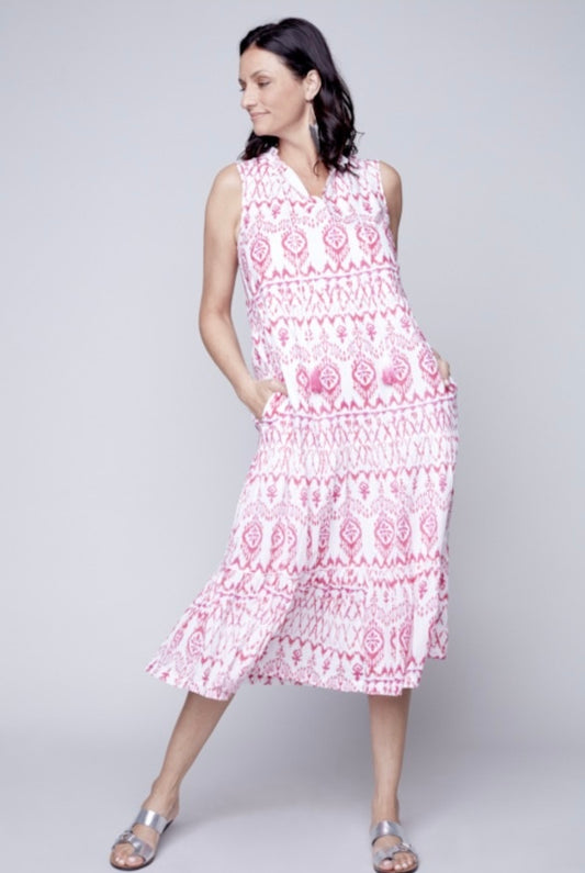 Carré Noir Pink Print Maxi Dress