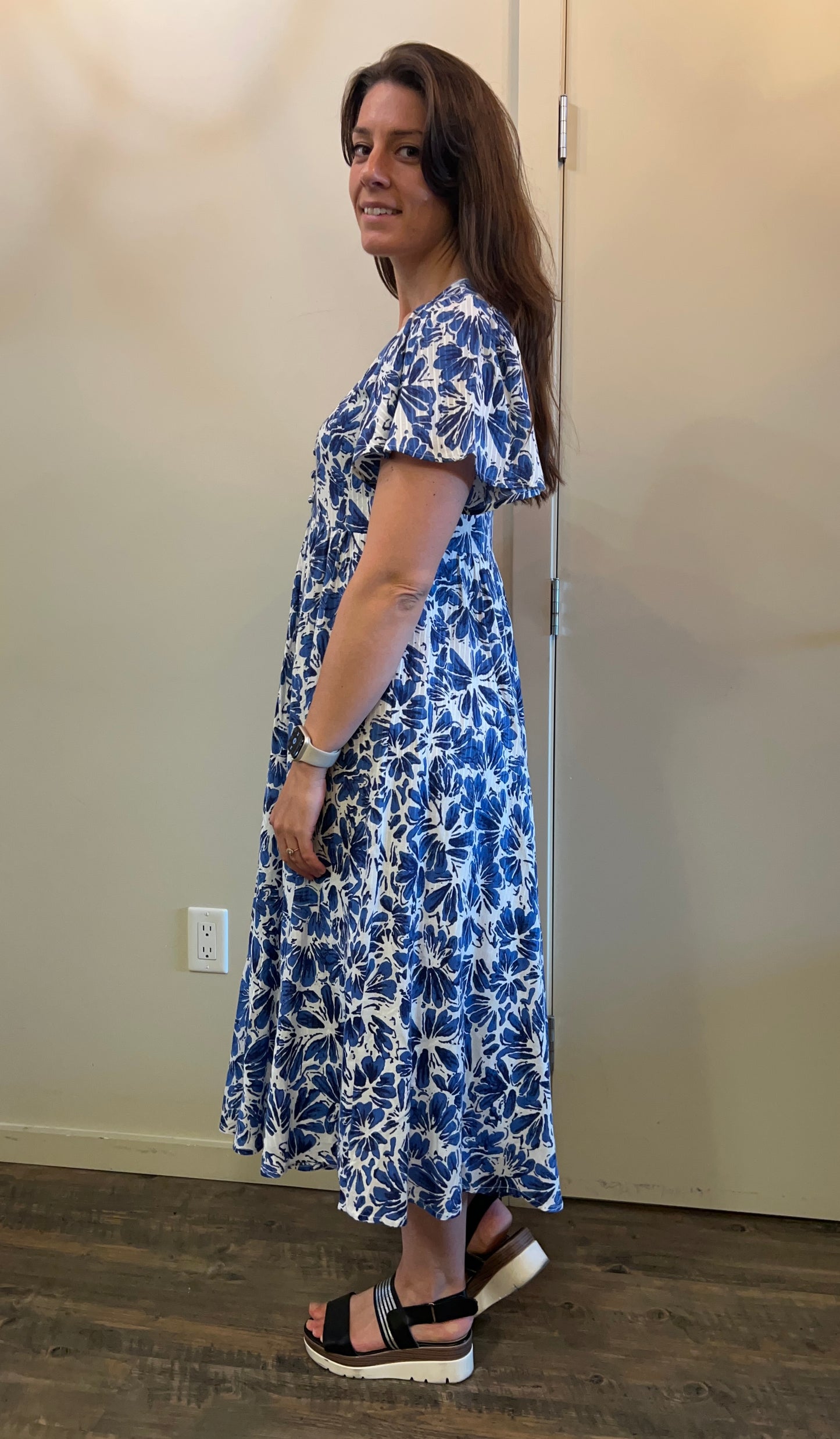 Dress Addict - Blue Floral Print Dress
