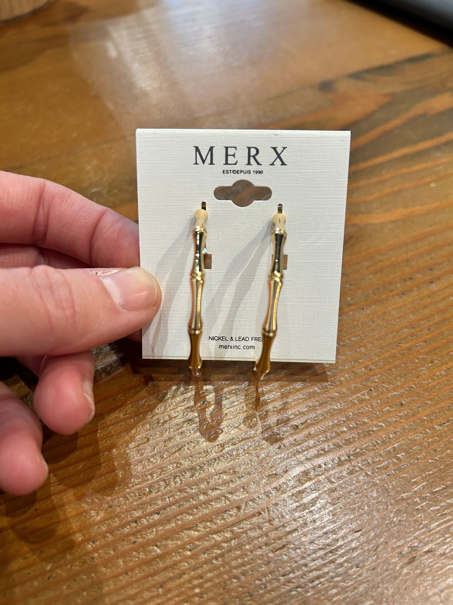 MERX - Golden Bamboo-Effect Hoop Earrings