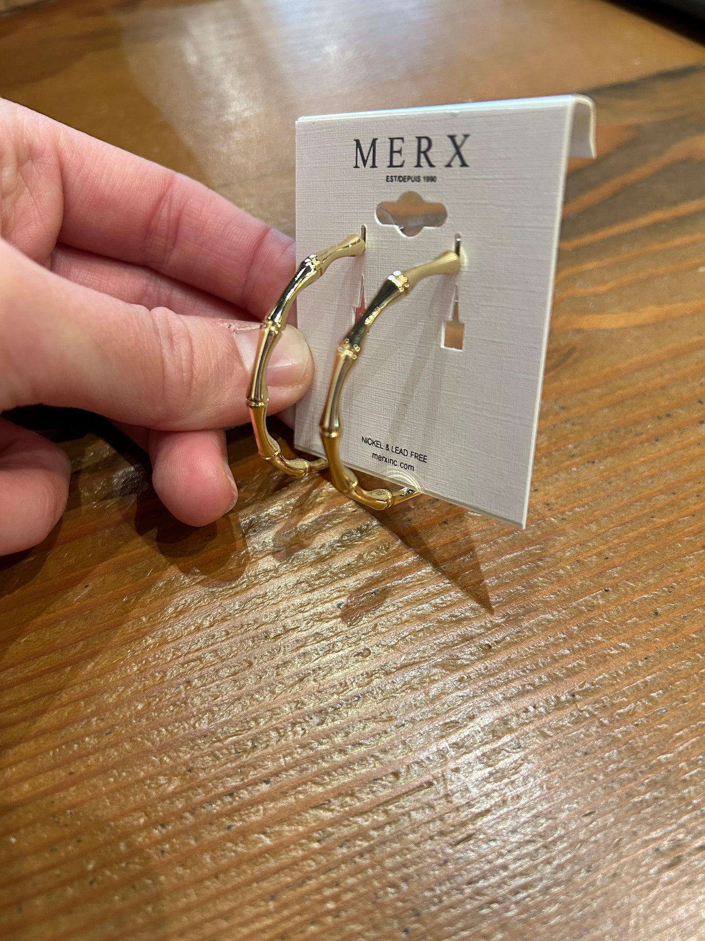 MERX - Golden Bamboo-Effect Hoop Earrings