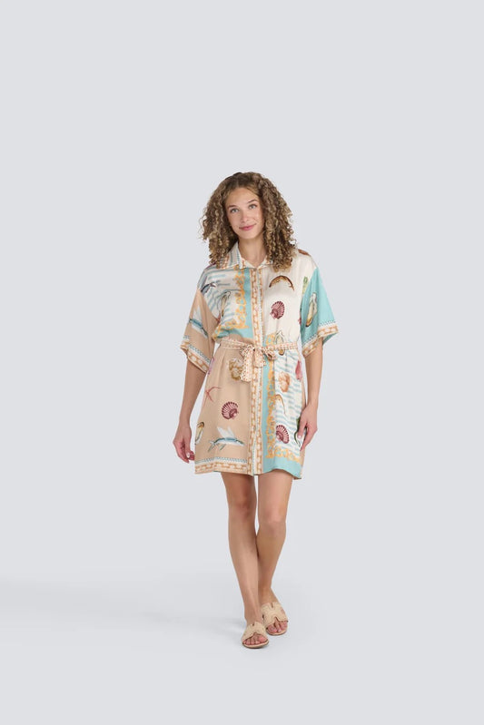 Jessica Laura – Button-Up Shirt Dress with Collar & Belt - Gayle's Fashions