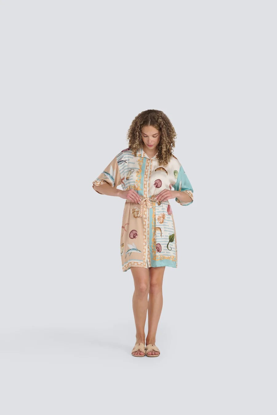 Jessica Laura – Button-Up Shirt Dress with Collar & Belt - Gayle's Fashions