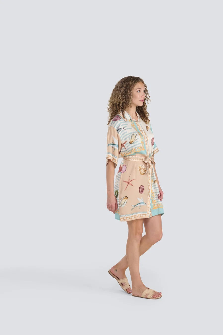 Jessica Laura – Button-Up Shirt Dress with Collar & Belt - Gayle's Fashions