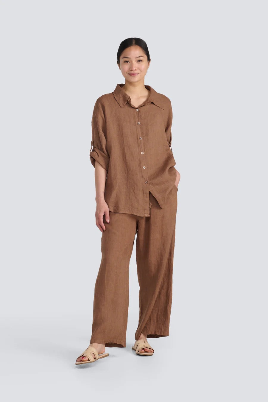 Jessica Laura – Linen Button-Up Oversized Shirt - Gayle's Fashions
