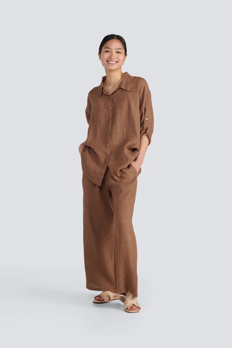 Jessica Laura – Linen Button-Up Oversized Shirt - Gayle's Fashions