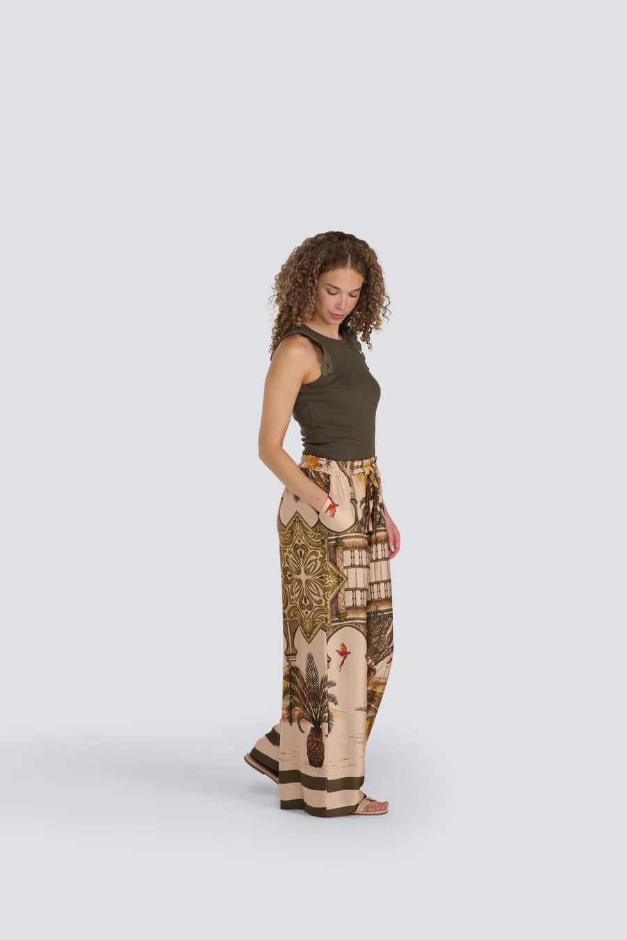 Jessica Laura – White Lotus Silk Blend Wide Leg Pant