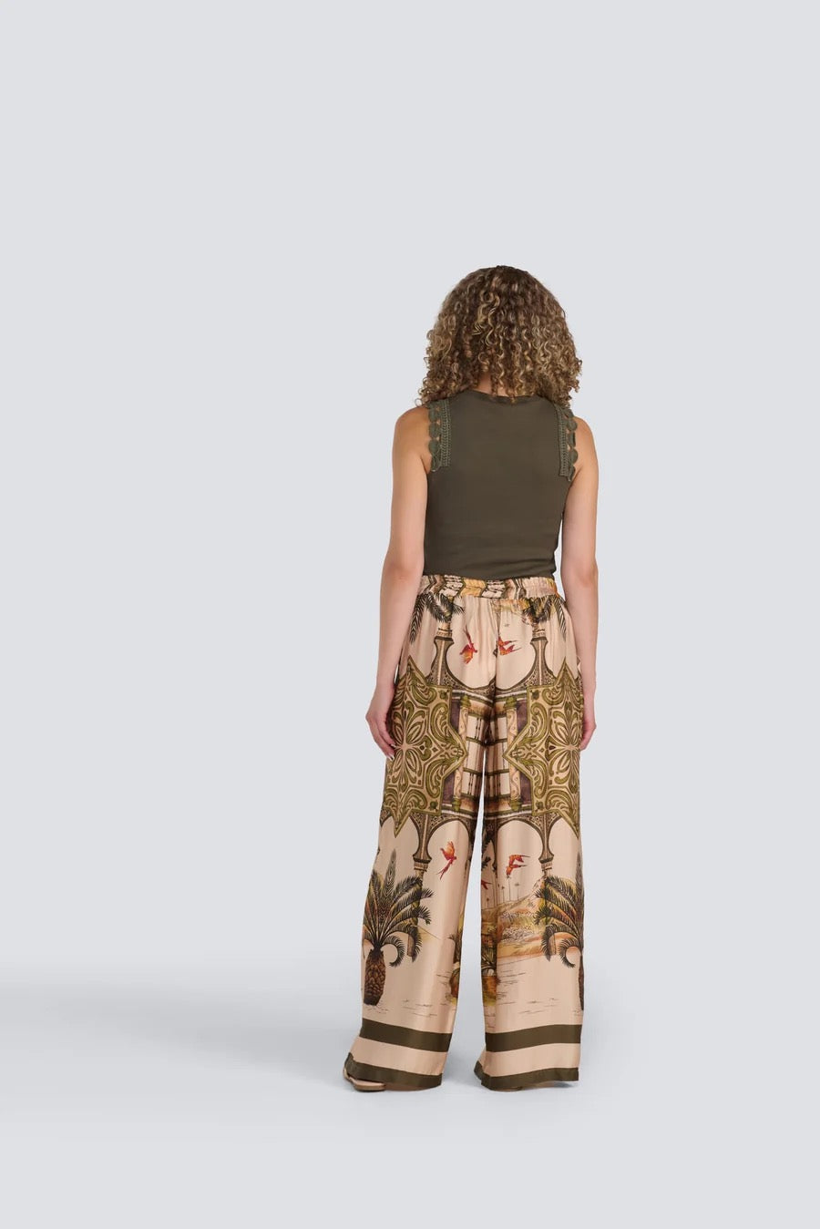 Jessica Laura – White Lotus Silk Blend Wide Leg Pant