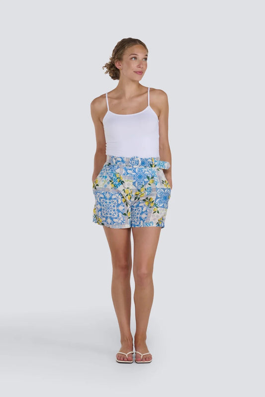 Jessica Laura - Lemon Print Short with Tie Belt - Gayle's Fashions
