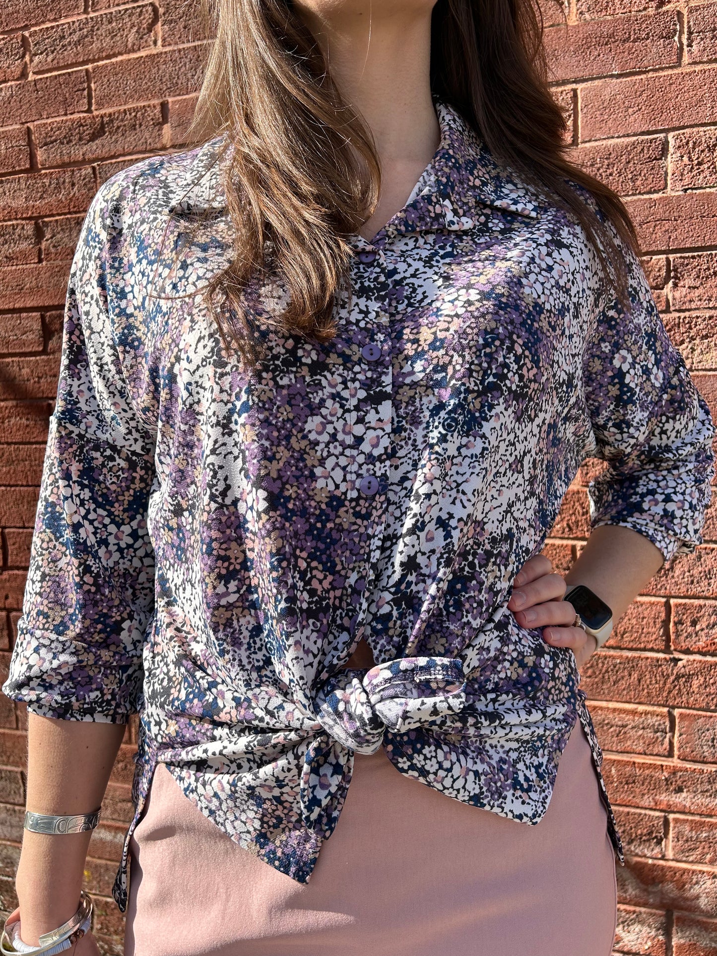 Bali - Long Sleeve Blouse with Knotted Front