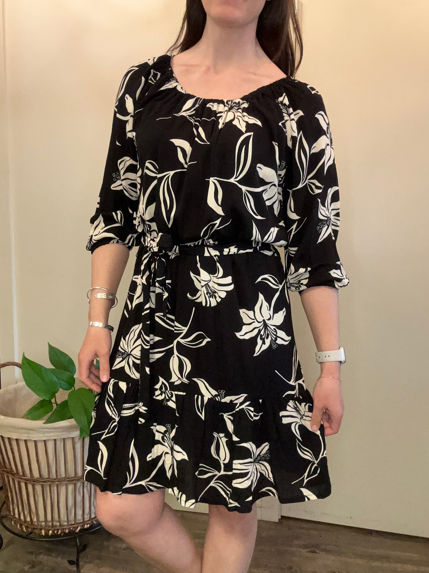 Orly - Boat Neck Peasant Style Dress