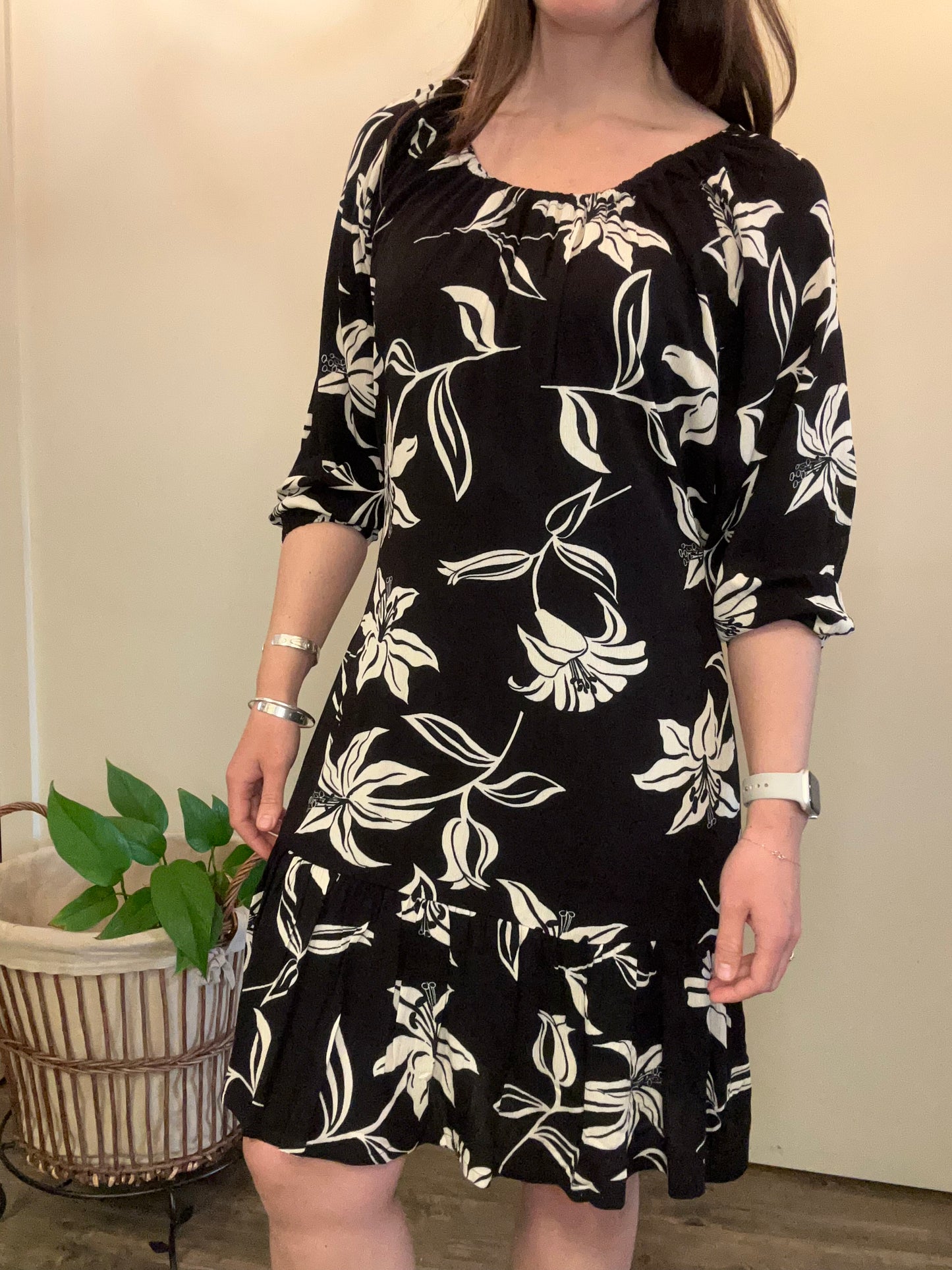 Orly - Boat Neck Peasant Style Dress