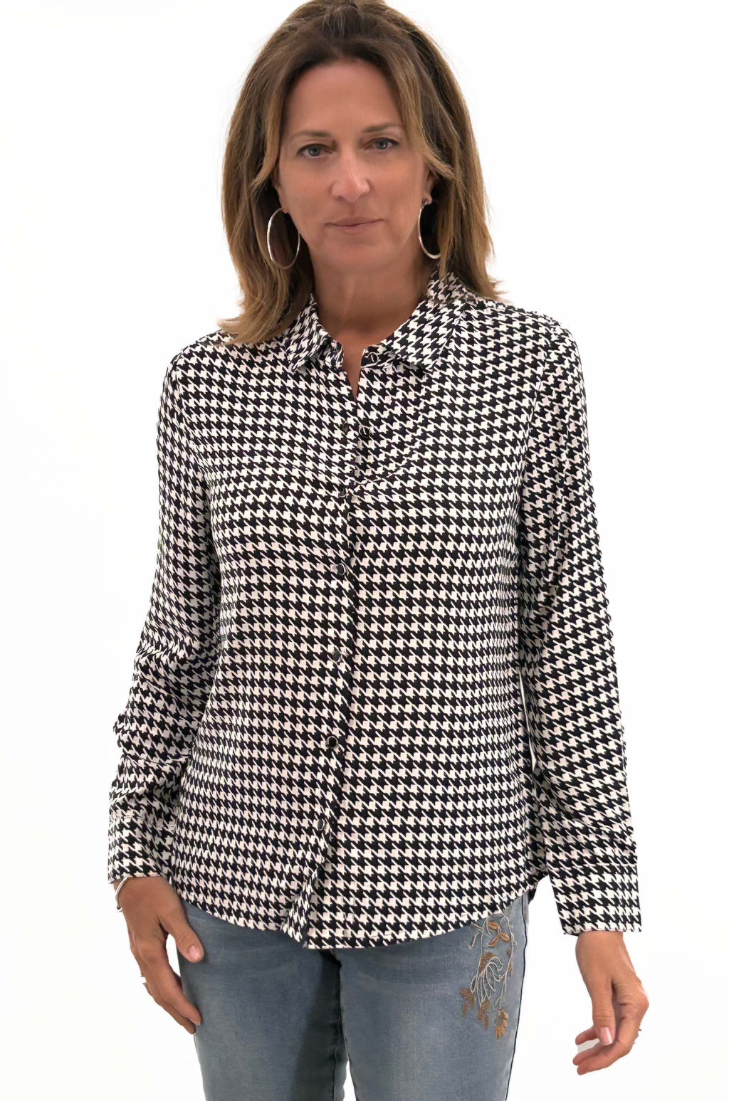 Orly - Houndstooth Collared Blouse