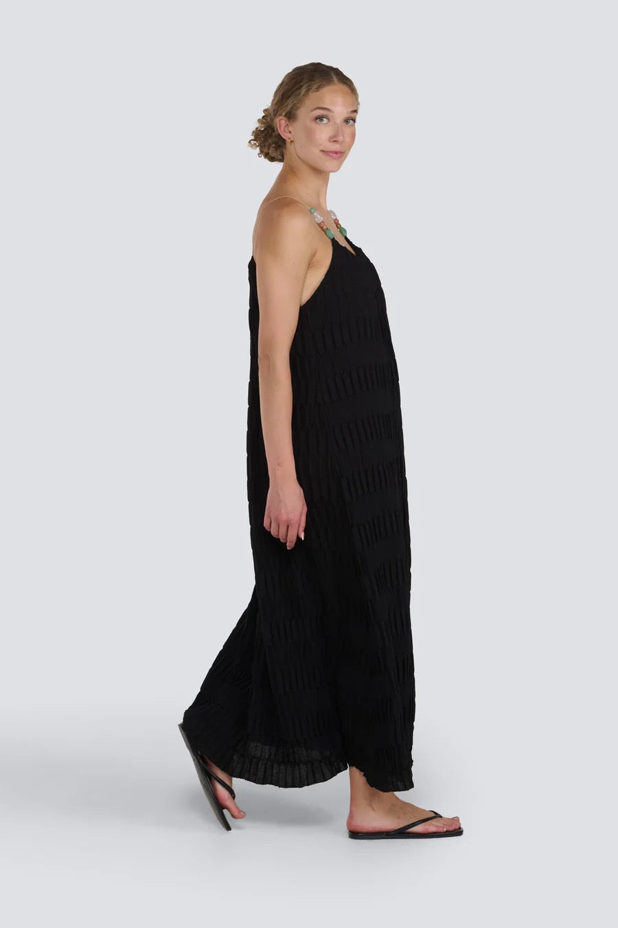 Jessica Laura – Textured Tank Dress with Beaded Strap Detail - Gayle's Fashions