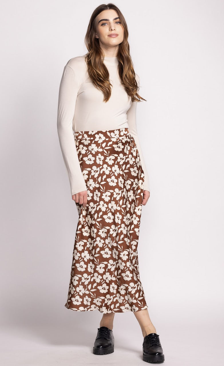 Pink Martini - The Kelly Skirt in Brown Floral