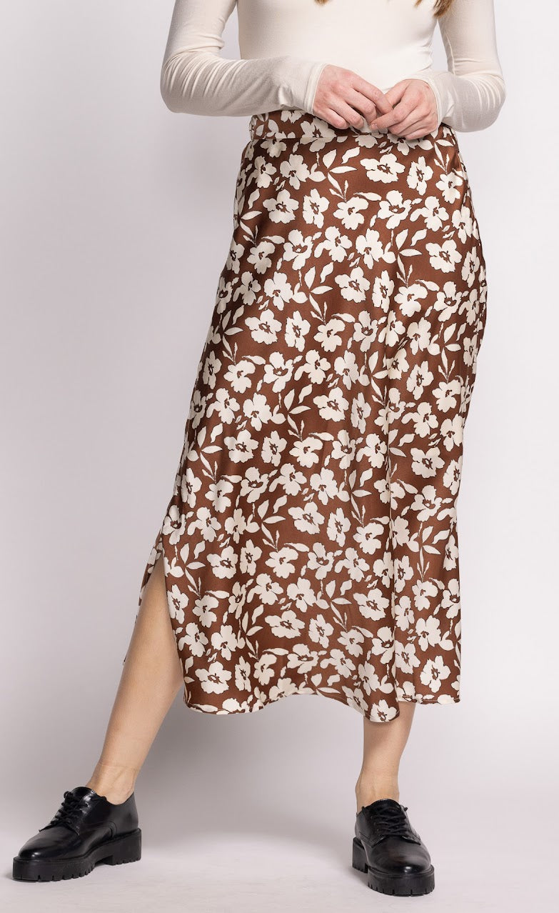 Pink Martini - The Kelly Skirt in Brown Floral