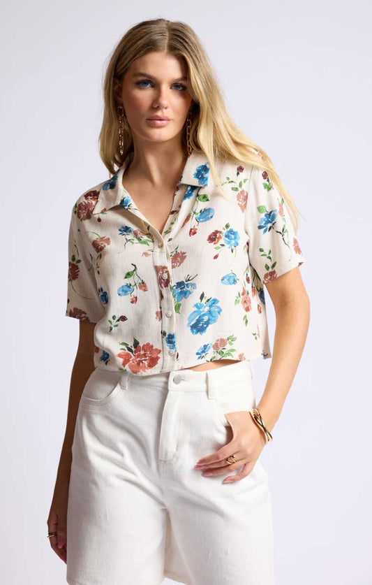 Sage the Label – Floral Cropped Button-Up