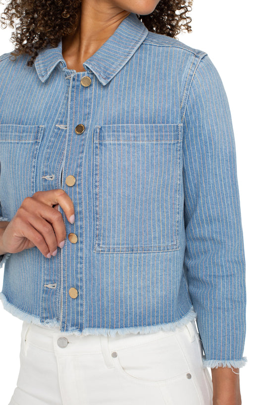 Liverpool - Crop Shacket W/ Fray Hem