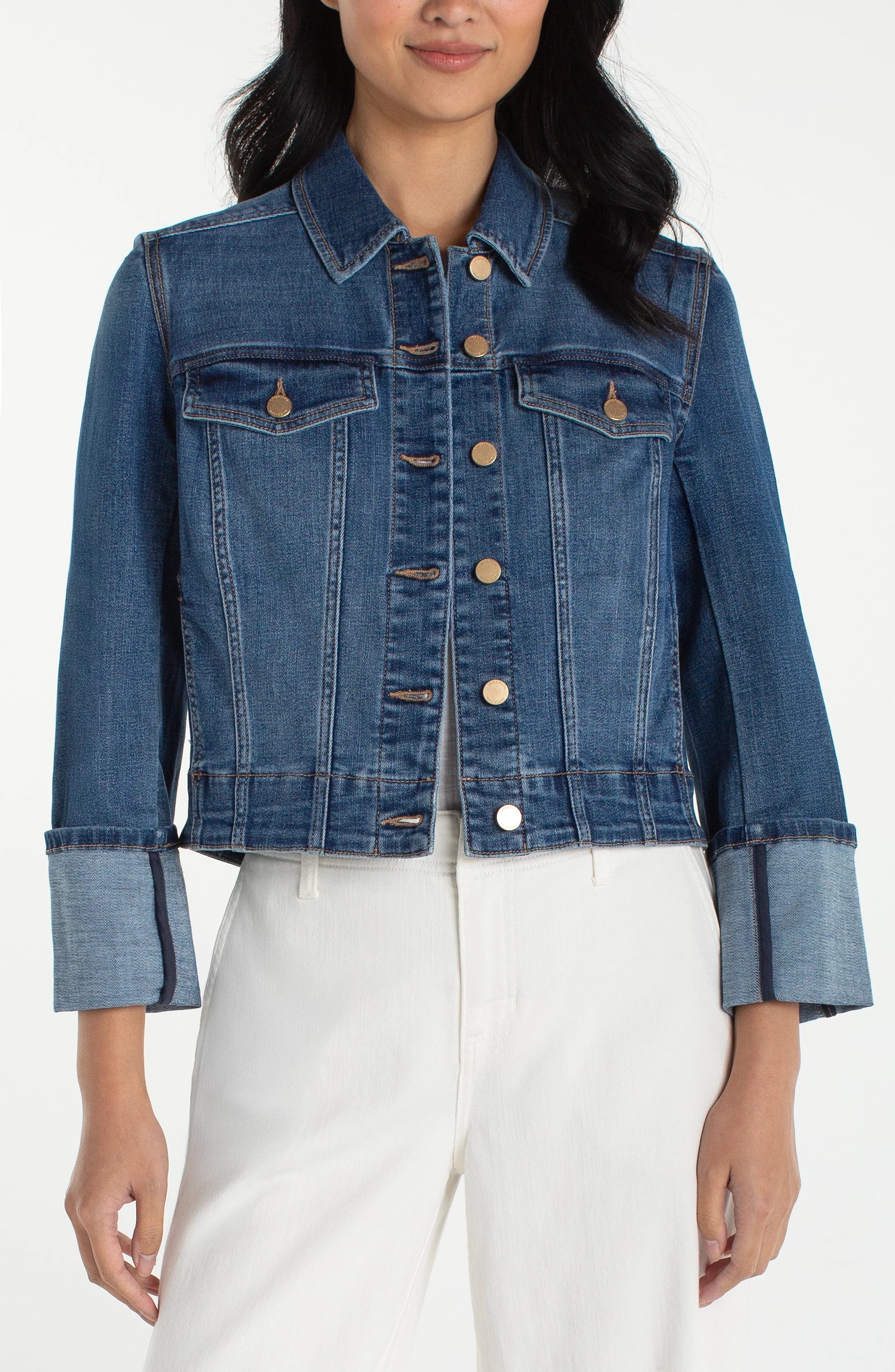 Liverpool - Bracelet Length High Cuff Trucker Jacket (West Ways) - Gayle's Fashions