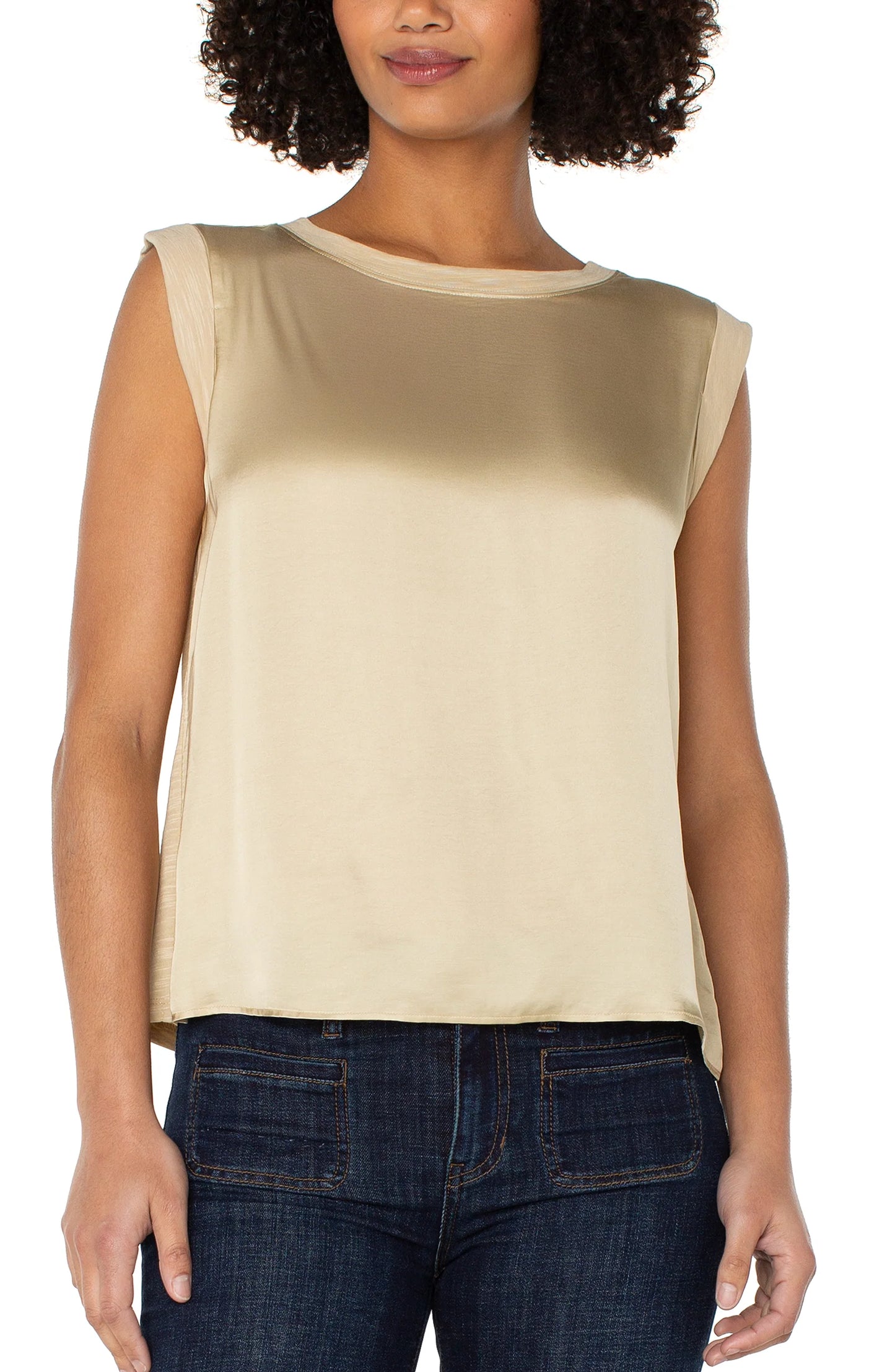 Liverpool - Sleeveless Woven To Knit Top