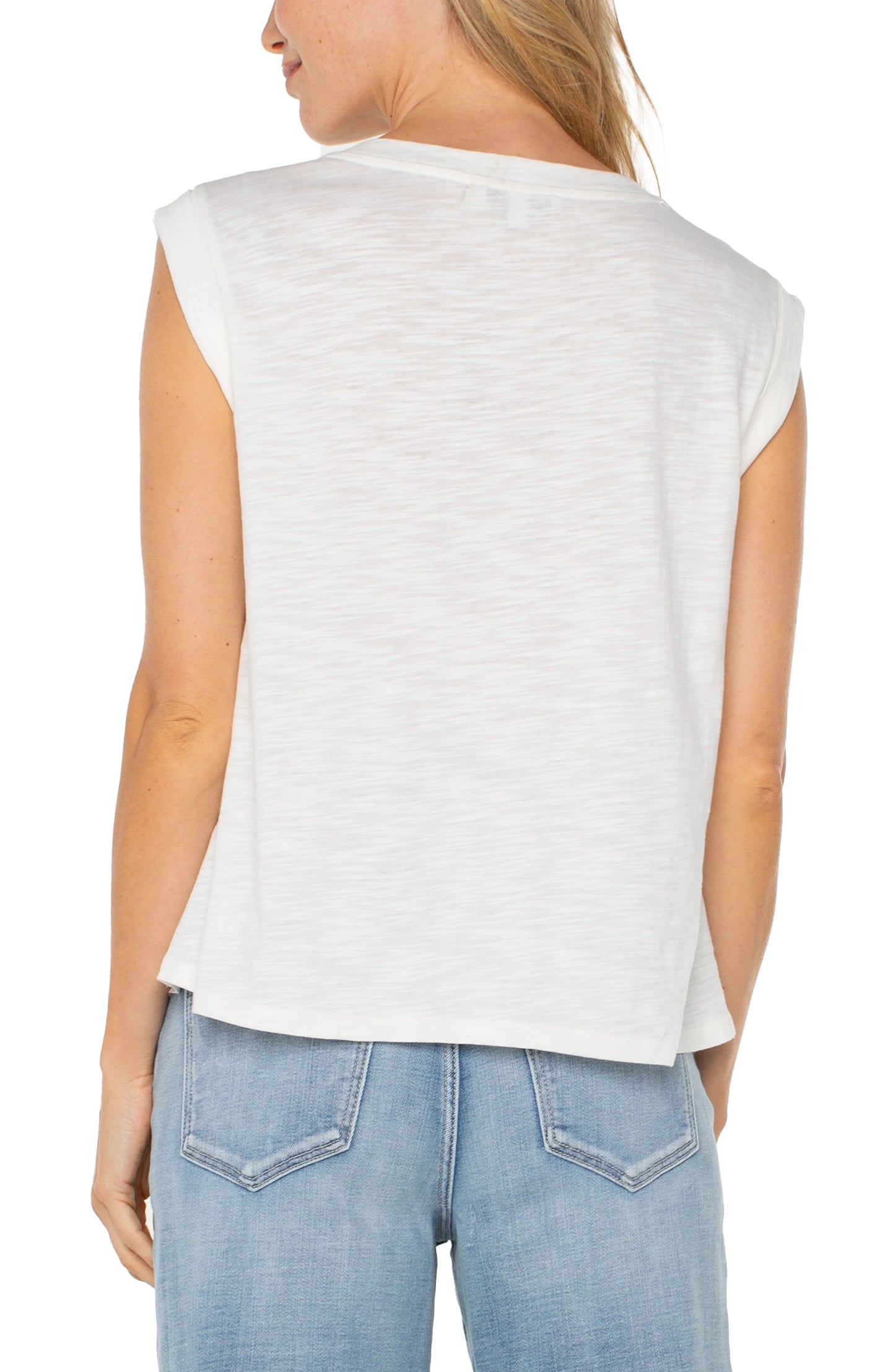 Liverpool - Sleeveless Woven To Knit Top
