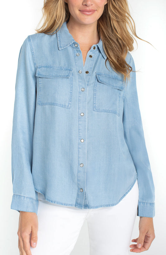 Liverpool – Denim Long Sleeve Shirt with Snaps
