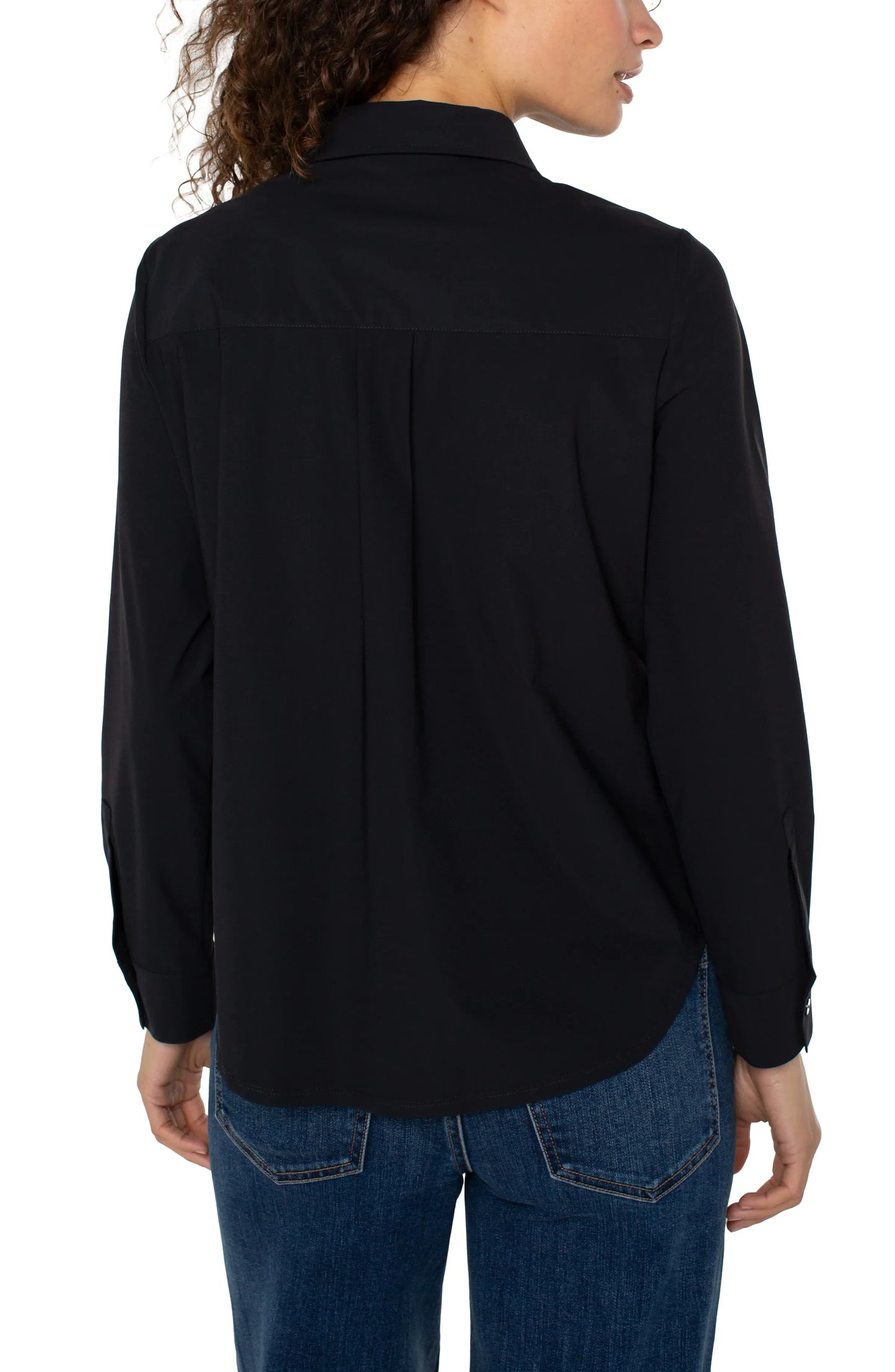 Liverpool - Long Sleeve Collared Zip Front Knit Shirt