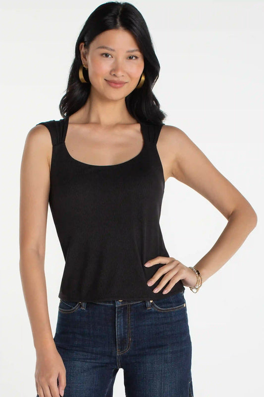 Liverpool - Sleeveless Built-in Bra Knit Top (Black)