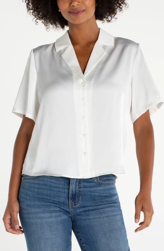 Liverpool - Short Sleeve Camp Collar Blouse (Whipped Cream)