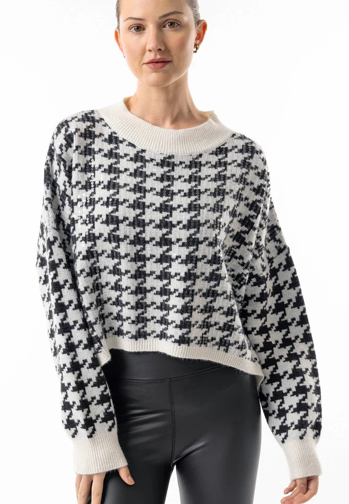 Angeleye - Oversized Sequin Houndstooth Sweater