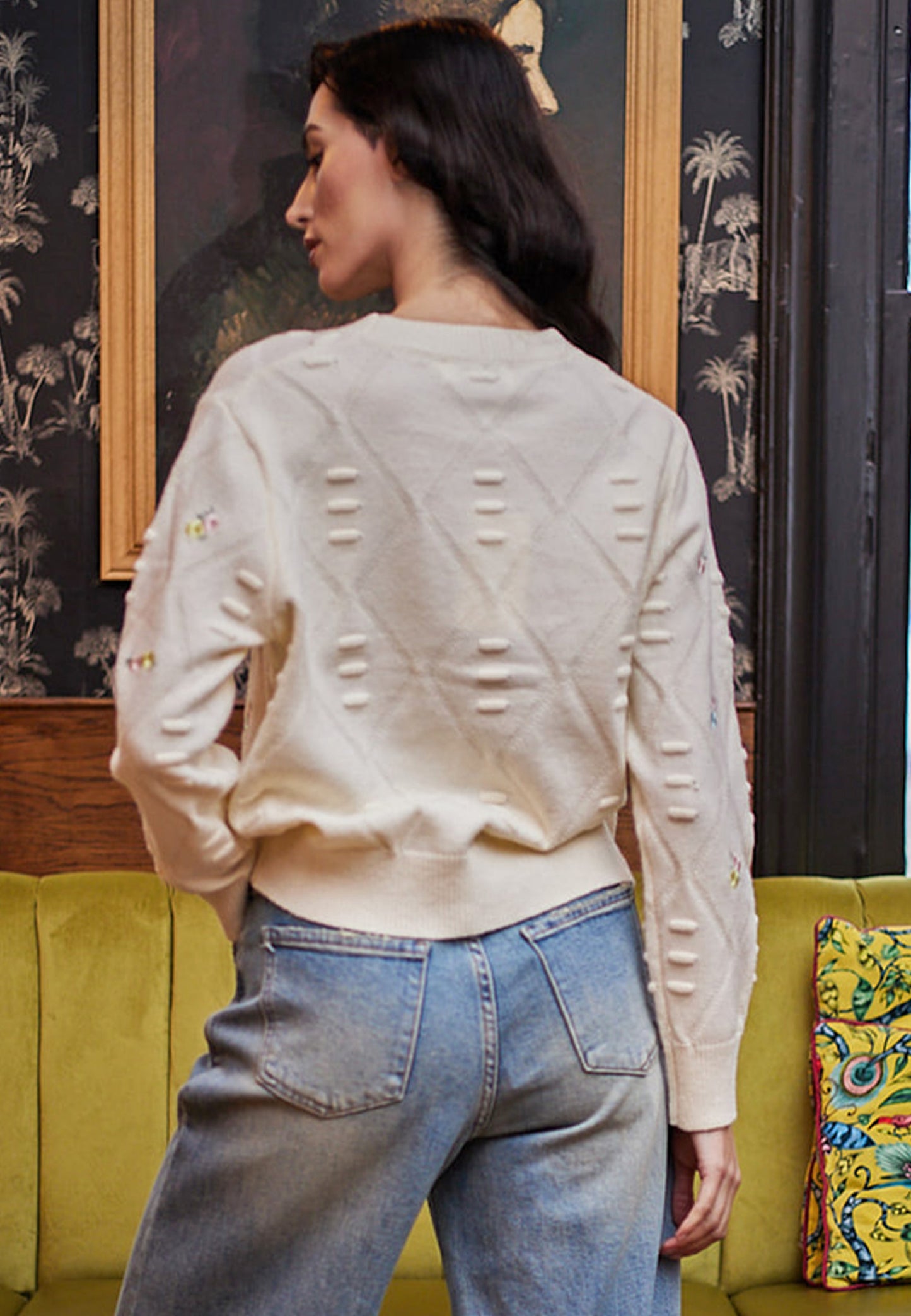 Angeleye – Watford Embroidered Sweater, White
