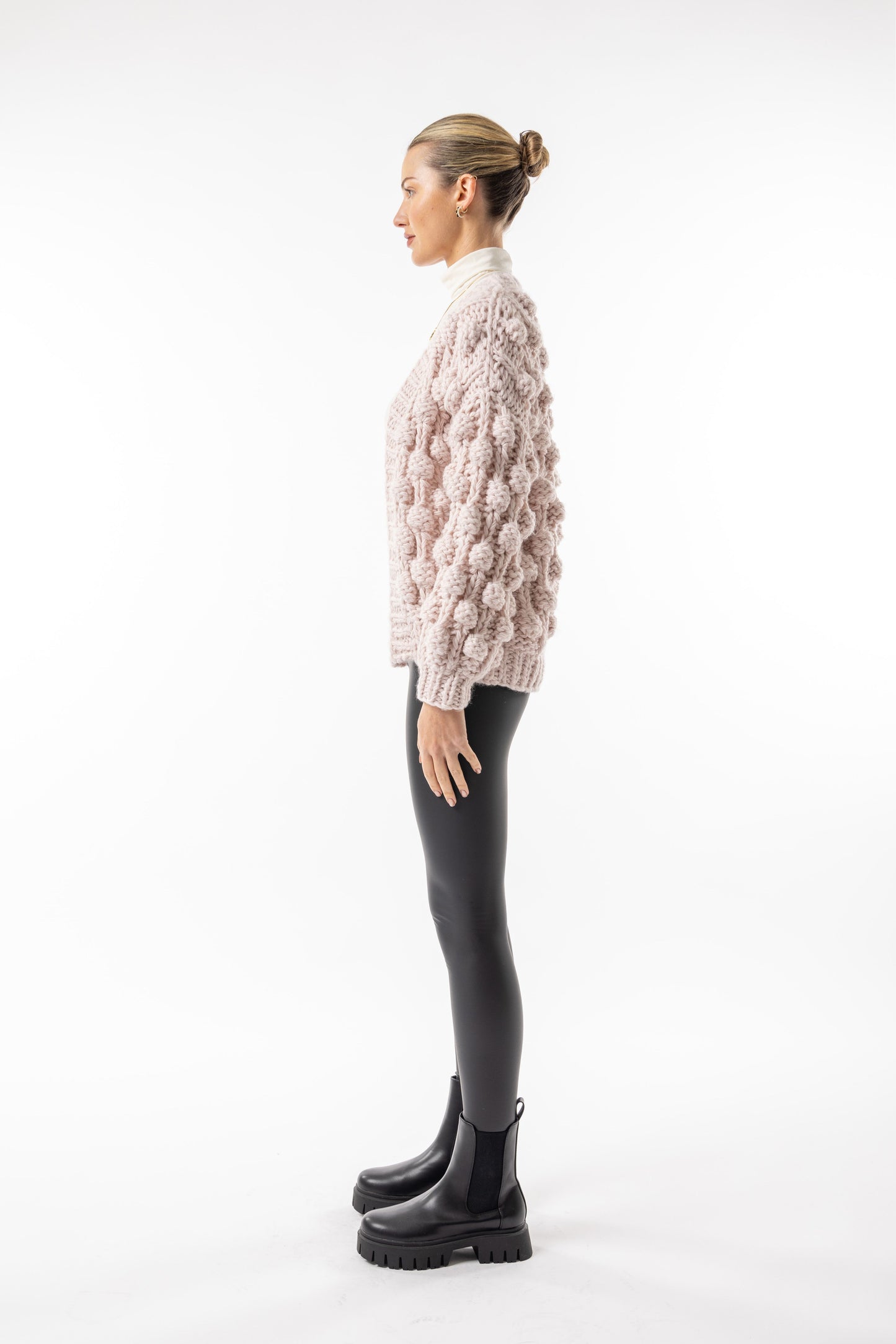 Angeleye - Chunky Bobble Knit Cardigan in Soft Lilac