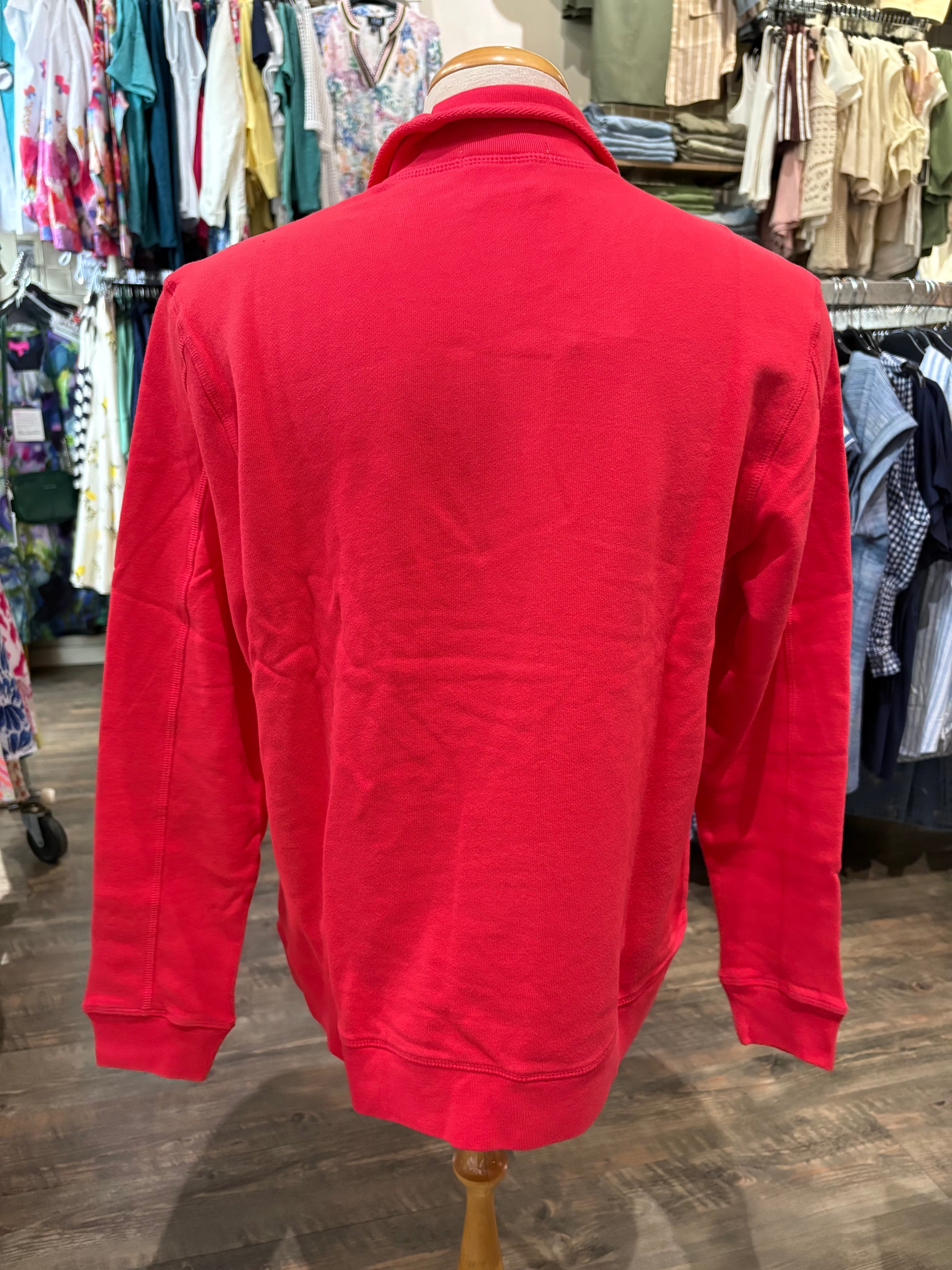 Back view of Mododoc's sweatshirt on a mannequin in a clothing store setting
