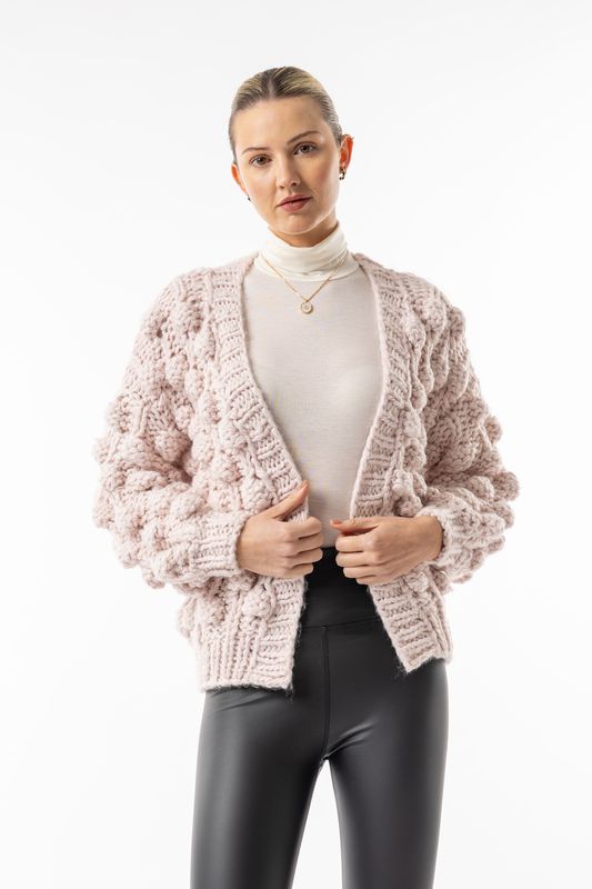 Angeleye - Chunky Bobble Knit Cardigan in Soft Lilac