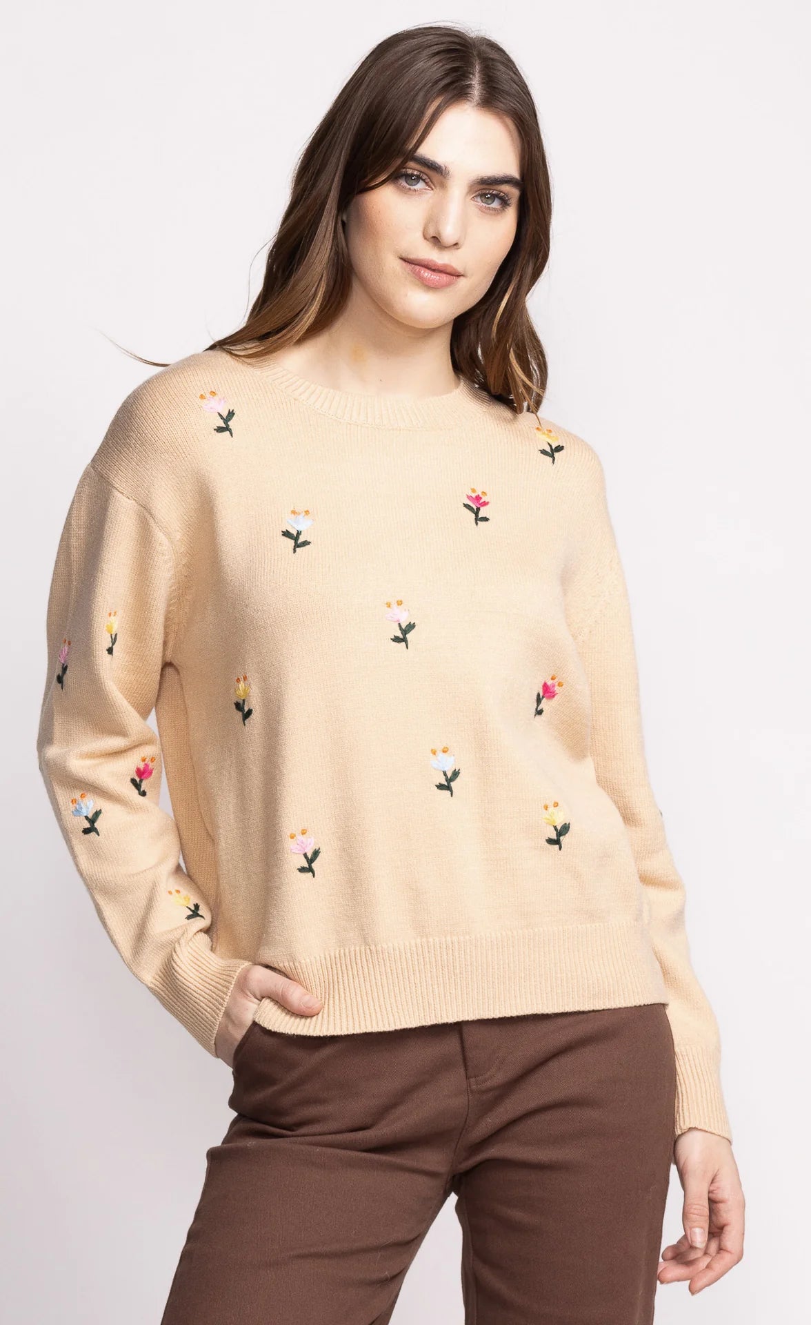 Pink Martini - Eva Sweater in Beige Floral