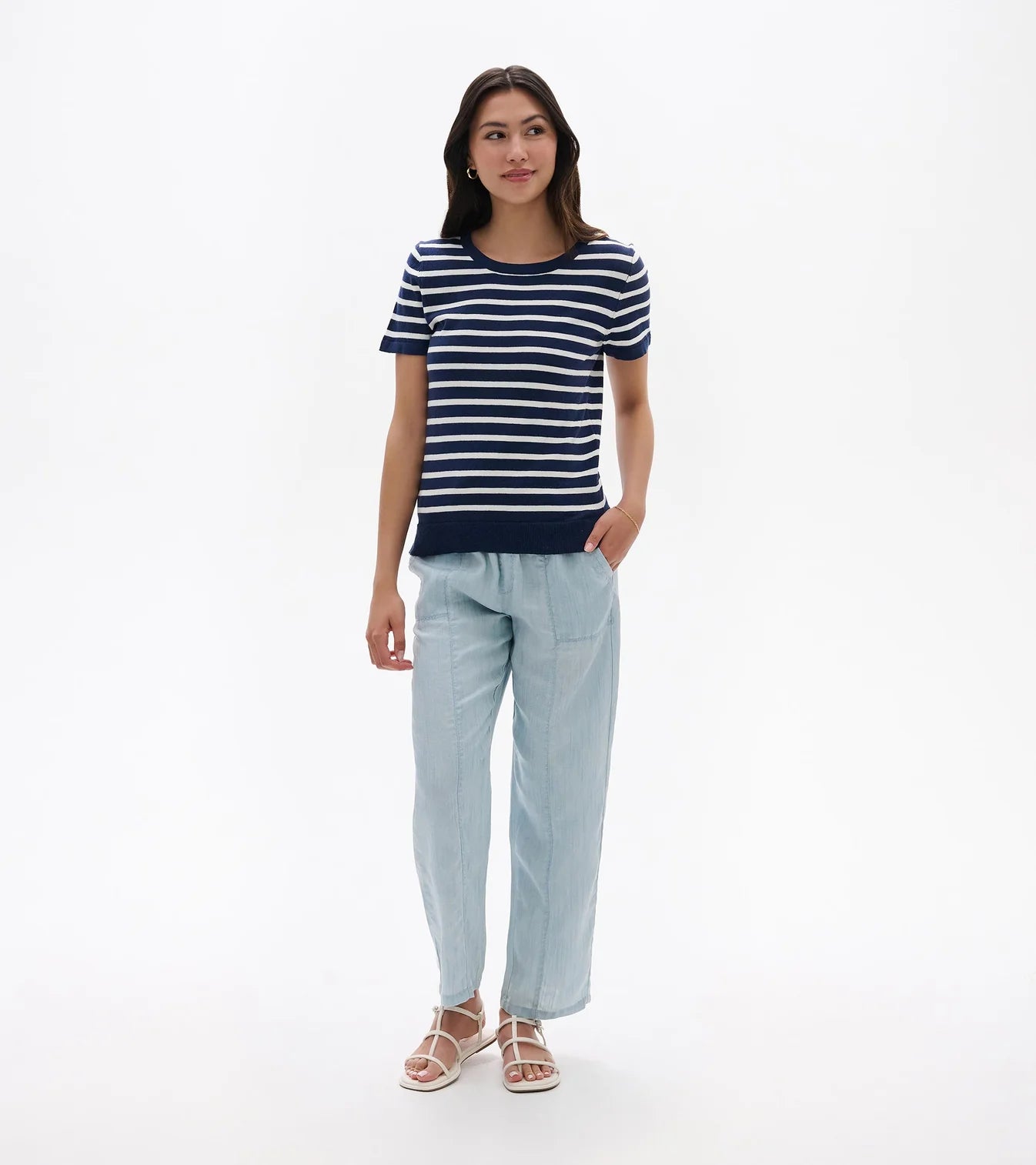 Hatley - Simone Knit Tee (Navy & White Stripes)