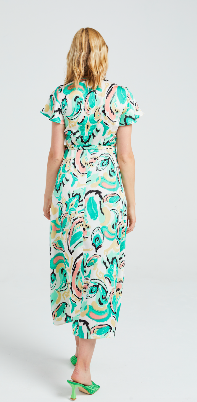 Angeleye - Wrap Dress with Flutter Sleeves