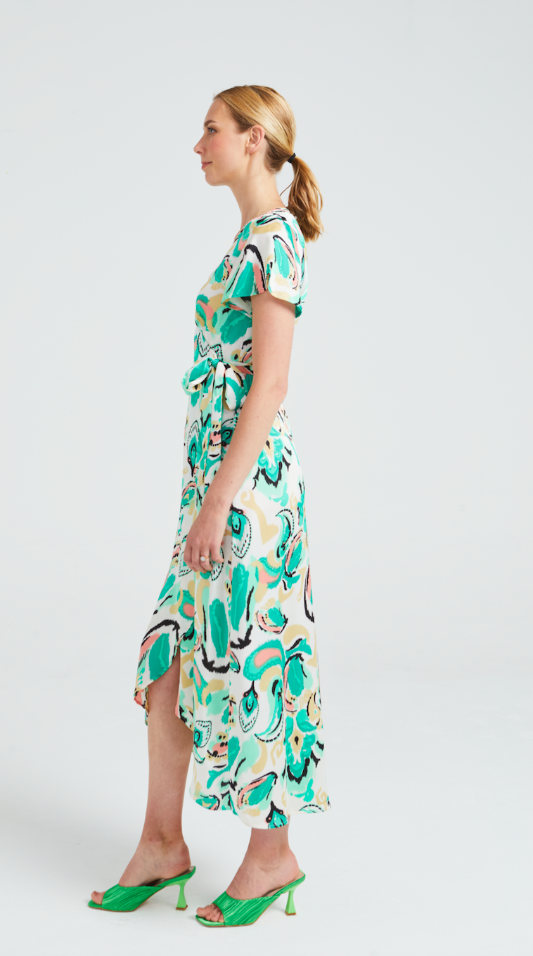 Angeleye - Wrap Dress with Flutter Sleeves