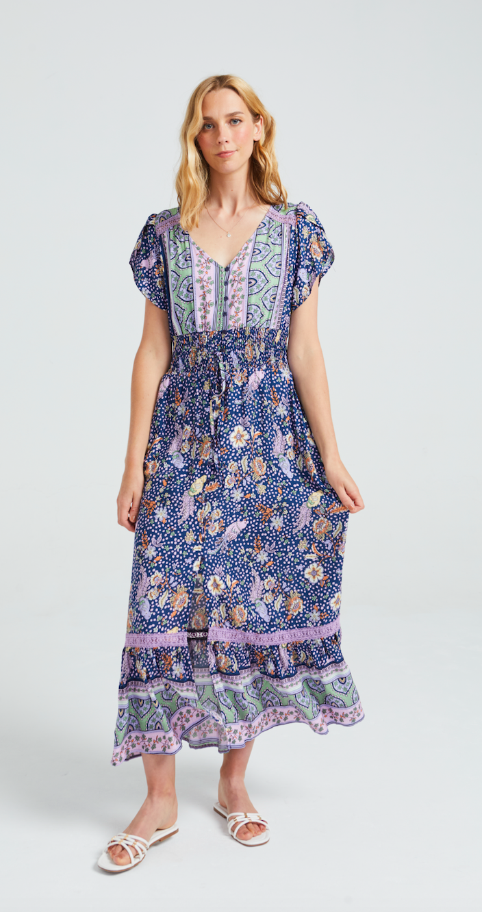 ANGELEYE Beige Embellished Beaded Cami Dress