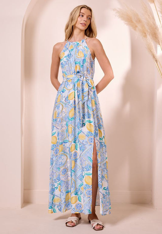 Angeleye – Antalya Maxi Dress (Multi Blue & Yellow) - Gayle's Fashions