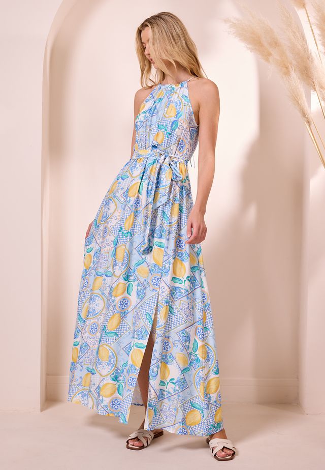 Angeleye – Antalya Maxi Dress (Multi Blue & Yellow) - Gayle's Fashions