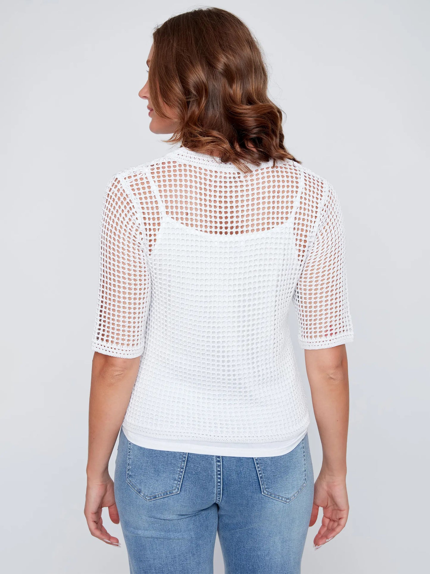CYC – Half Sleeve Knit Top with Built-In Tank (White) - Gayle's Fashions