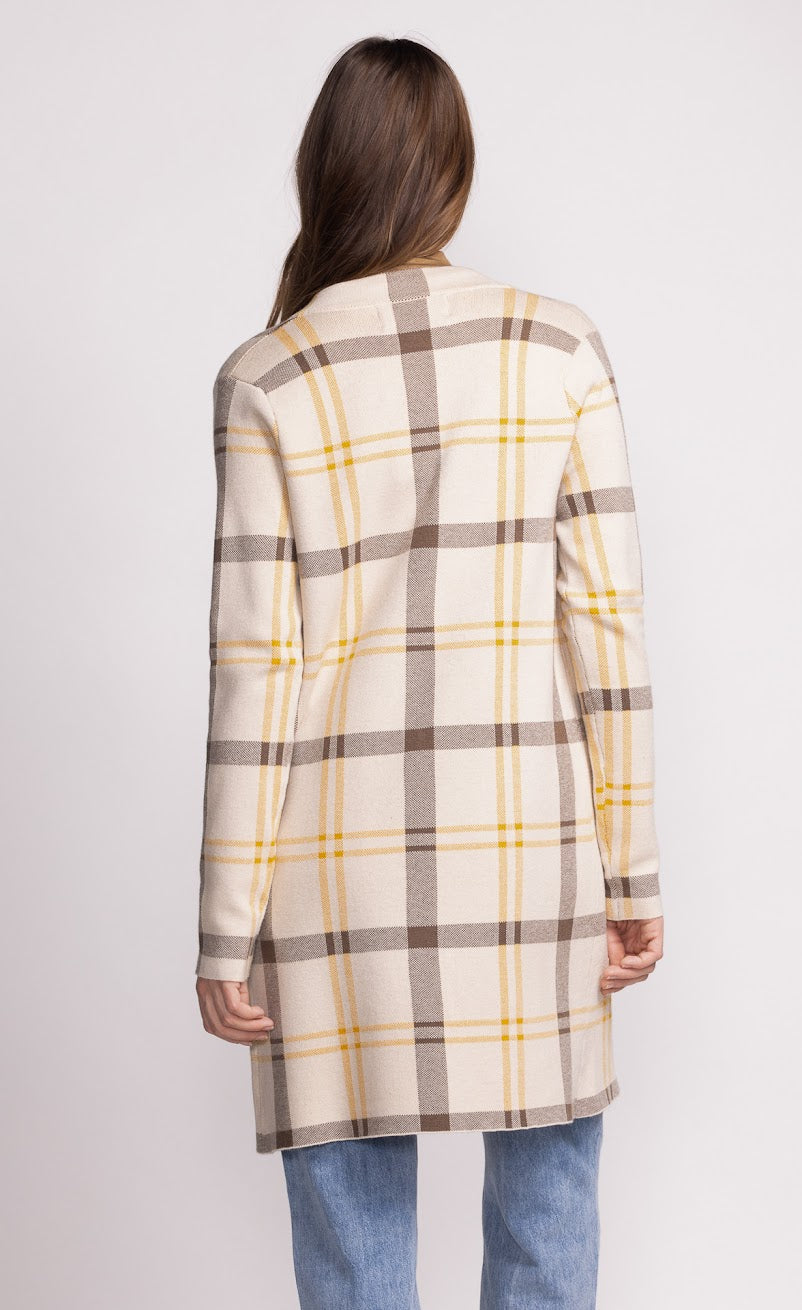 Pink Martini - Harmon Cardi in Yellow/Brown Plaid